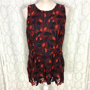 Ann Taylor Vine Lace Sleeveless Peplum Shell Sz 10